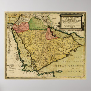 Arabiska Peninsulan Mellan östern Karta Poster