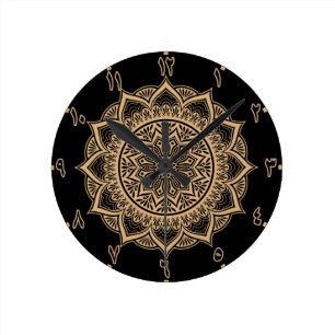 Arabiska siffror Mandala Rund Klocka