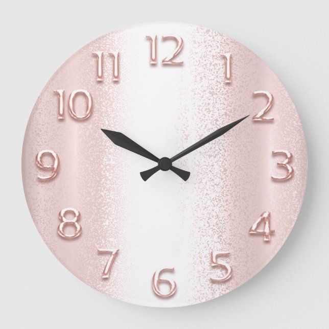 Arabiska siffror Ro Rosa Elegant Metallic 3D Stor Klocka (Framsida)