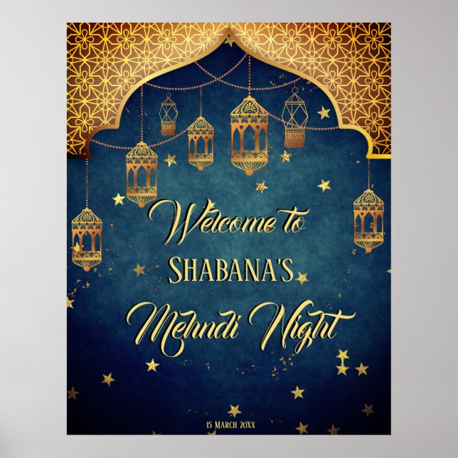 Arabiska stil med marockanska lyktor Mehndi Henna Poster (Framsidan)