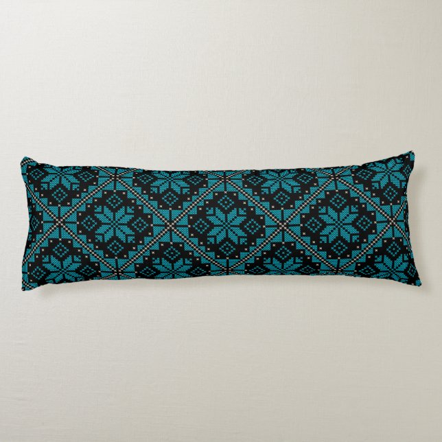 Arabiska Tatreez Embroidery Mönster12 tqz Kroppskudde (Baksidan)