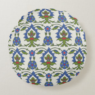 Arabiska traditioner: Iznik Tile Sömlös. Rund Kudde