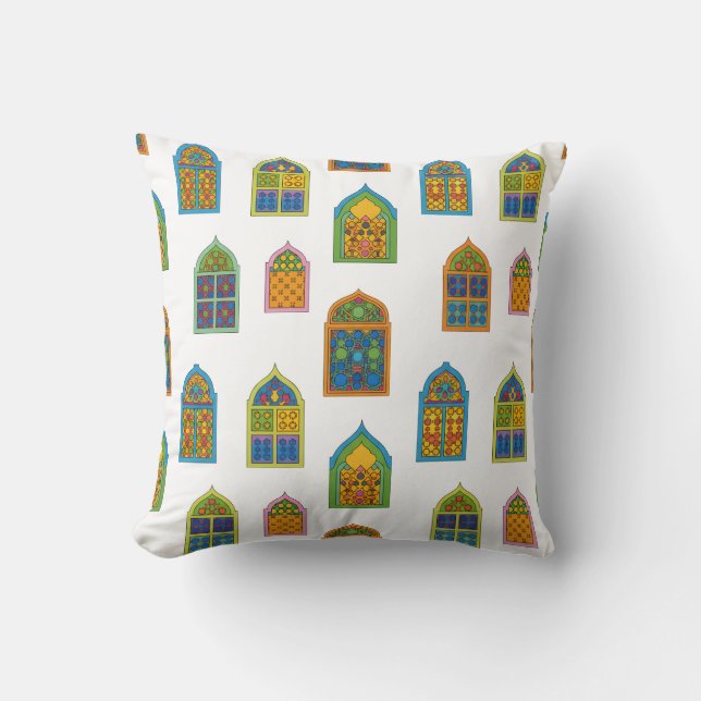 Arabiskt glasaktigt Windows Mönster Kudde (Framsida)