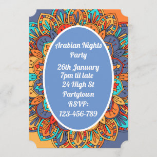 Arabiskt nattfärgat mosaiskt party-tema inbjudningar