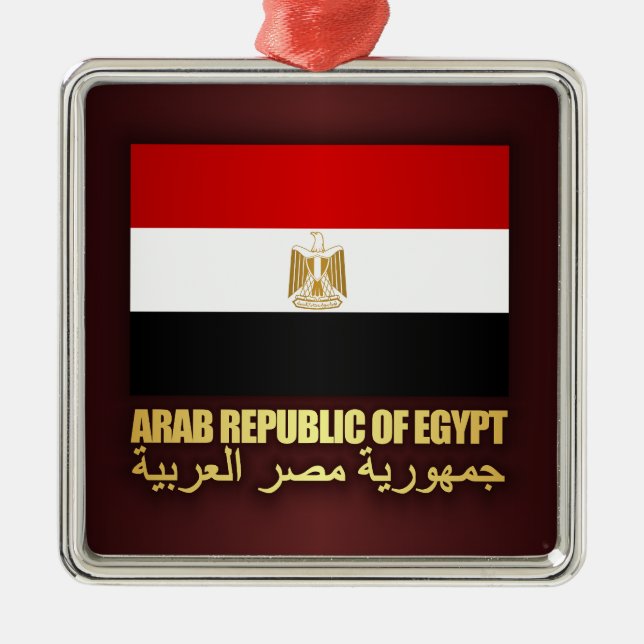 Arabrepubliken Egypten Flagga Julgransprydnad Metall (Framsidan)