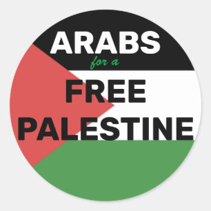 ARABS FOR A PALESTINE FLAGGA RED BLACK GRÖNT RUNT KLISTERMÄRKE