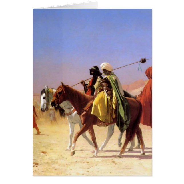 Arabs som korsar öknen vid Jean-Leon Gerome Hälsningskort (Framsidan)