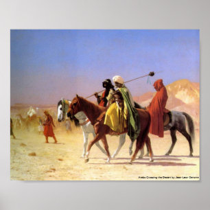 Arabs som korsar öknen vid Jean-Leon Gerome Poster