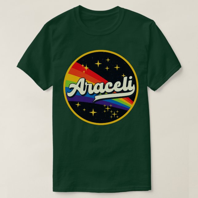 Araceli Rainbow in Space Vintage Stil T Shirt (Design framsida)