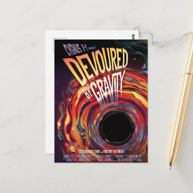 Ärad av gravity Halloween Hål Black Horror Vykort (Fram/Back In Situ)