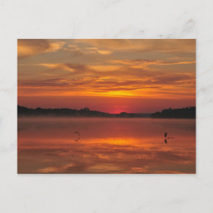 Ärade morgon, orangens soluppgång i sjö vykort