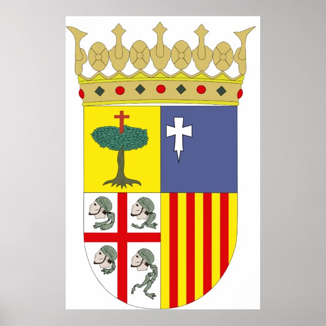 Aragón Jackar Arm Officiell Spanien Symbol Heraldr Poster (Framsidan)