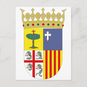 Aragón Jackar Arm Officiell Spanien Symbol Heraldr Vykort