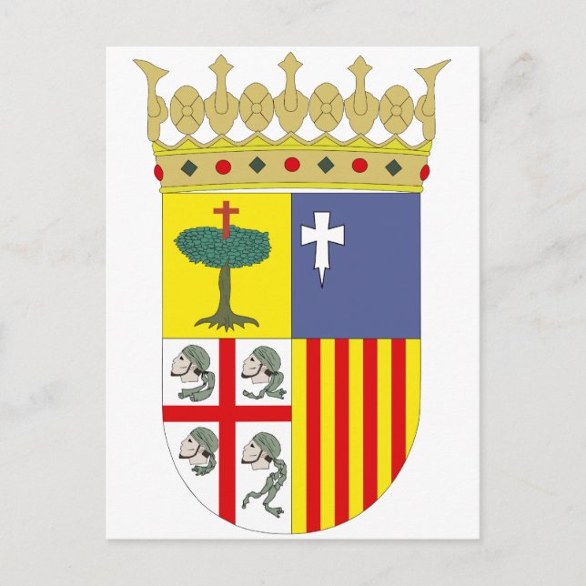 Aragón Jackar Arm Officiell Spanien Symbol Heraldr Vykort (Framsida)