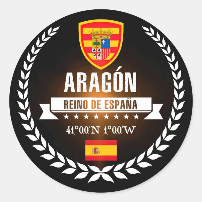 Aragón Runt Klistermärke (Framsida)