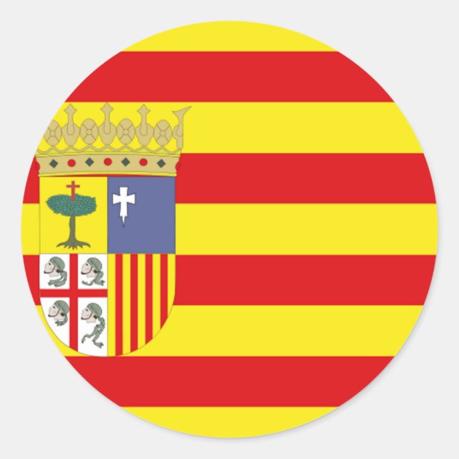 Aragon (Spanien) Flagga Runt Klistermärke (Framsida)