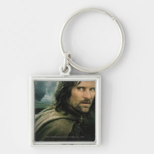 Aragorn Close Up Fyrkantig Silverfärgad Nyckelring
