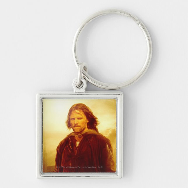 Aragorn Glowing Fyrkantig Silverfärgad Nyckelring (Framsidan)