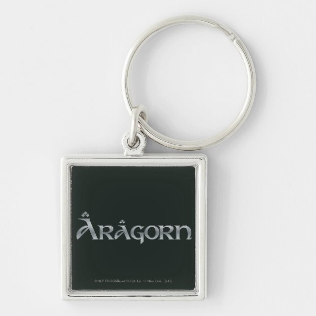 Aragorn logotyp fyrkantig silverfärgad nyckelring (Framsidan)