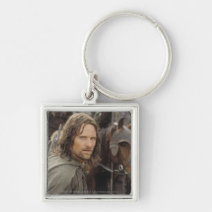 Aragorn med häst fyrkantig silverfärgad nyckelring