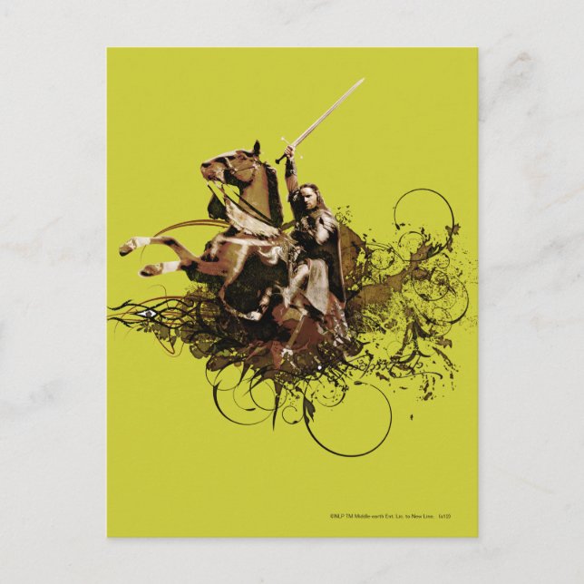 Aragorn Riding a Horse Vector Collage Vykort (Framsida)