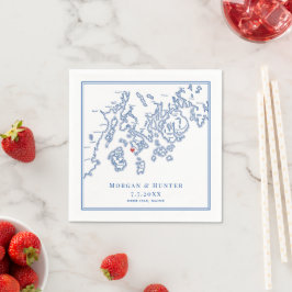 Aragosta Deer Isle Maine Map Elegant Navy Wedding Pappersservett