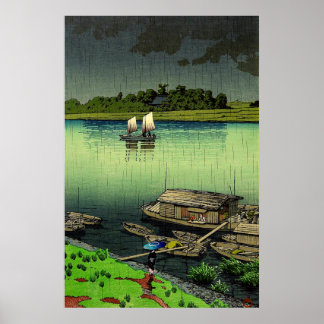 Arakawafloden i majregn Kawase Hasui 1932 Poster