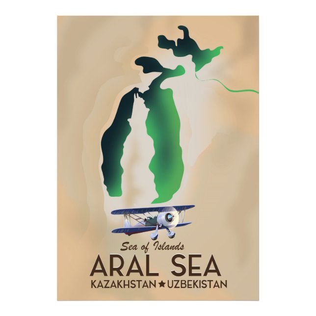 Aralsjön Resa affisch karta Fototryck (Framsidan)