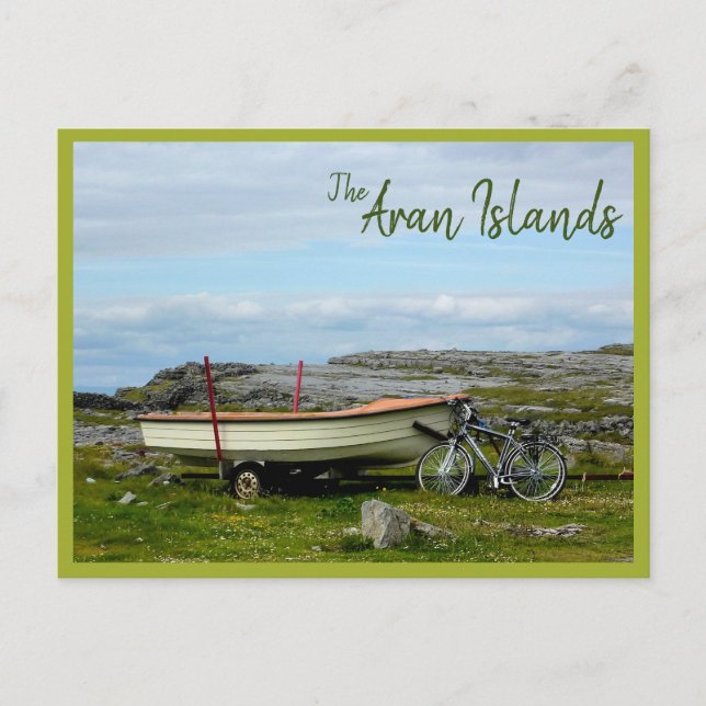 Aran Islands Boat & Bike (med text) Vykort (Framsida)
