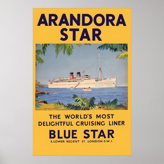 Arandora Star kryssningsfartyg Poster Vintage Mari (Framsidan)