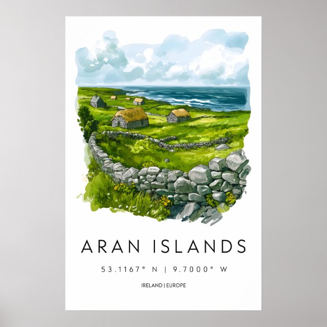 Aranöarna Akvarell Resa Nationalpark Poster (Framsidan)