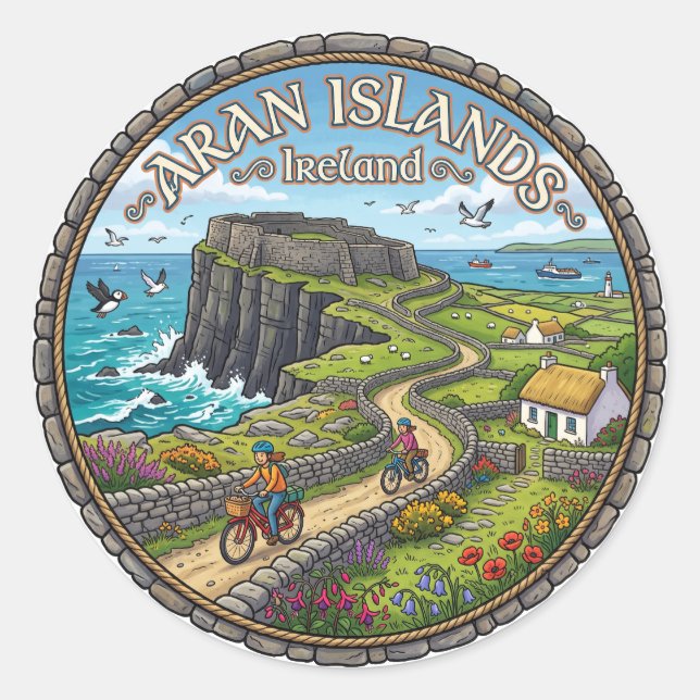 Aranöarna Irland Runt Klistermärke (Framsida)