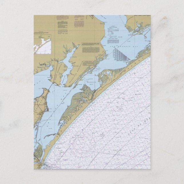 Aransas Pass Texas Nautical Chart Postcard Vykort (Framsida)
