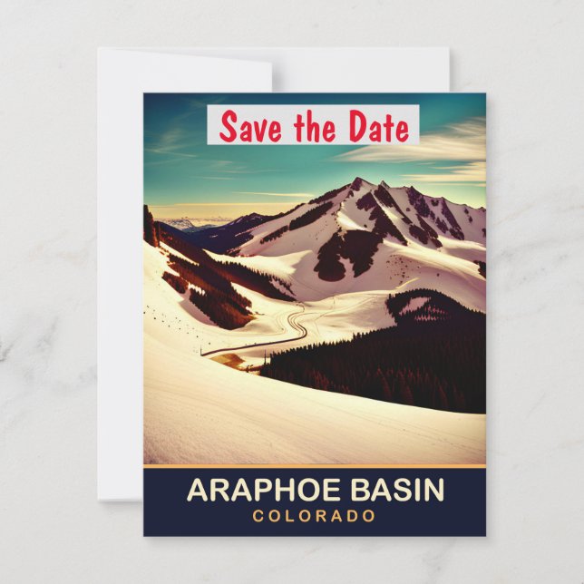 Arapahoe Basin Colorado Peak Bröllopsinbjudan Spara Datumet (Framsida)
