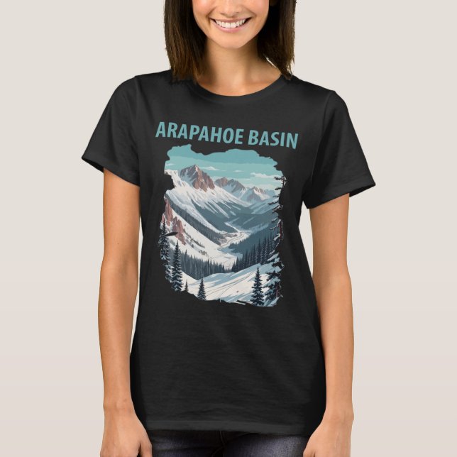 Arapahoe Basin-toppar Snöig resa T Shirt (Framsida)