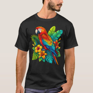 Arapapagej i tropiska blommor sommarstrand t shirt