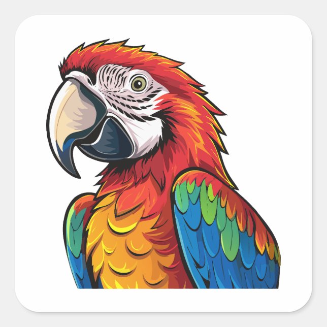 Arapaparrot Fyrkantigt Klistermärke (Framsida)
