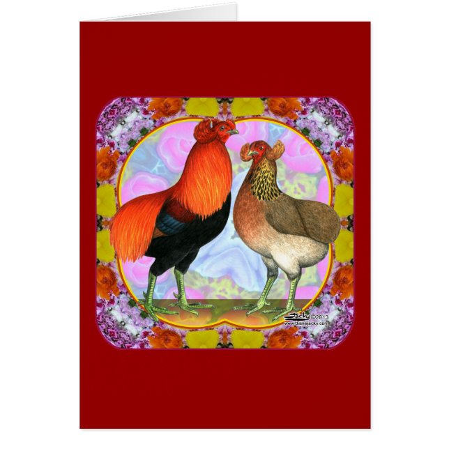 Araucana Chickens Art nouveau OBS Kort (Framsidan)