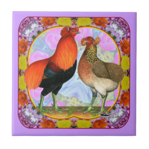 Araucana höns Art Nouveau Kakelplatta