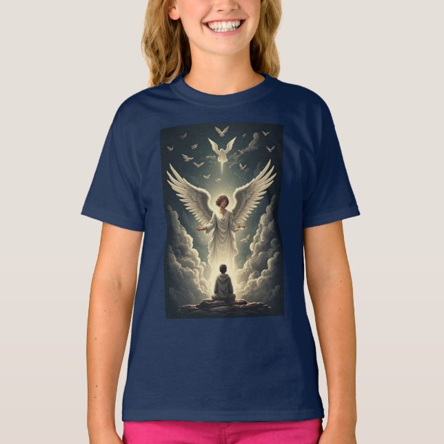 Ärbar himmelsängel flicktröja t shirt (Framsida)