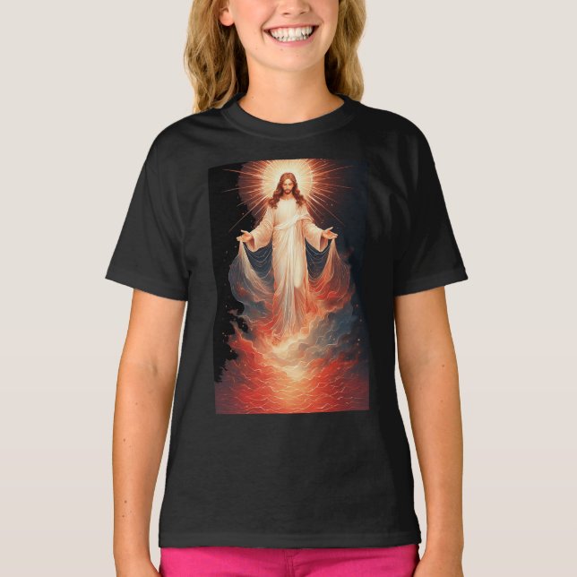 Ärbar Kristi Uppståndelse Kristet Flick-T-shirt T Shirt (Framsida)