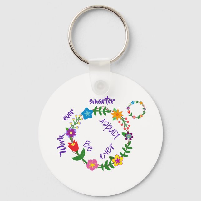 Arbeta ännu smartare, var snäll och var snäll och  nyckelring (Framsida)