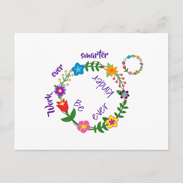 Arbeta ännu smartare, var snäll och var snäll och  vykort (Framsida)