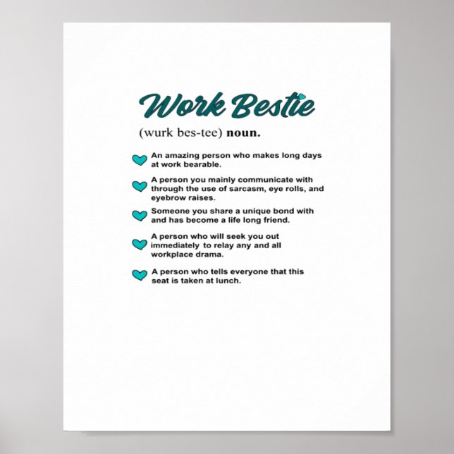 Arbeta Bestie Definition Teal Classic Poster (Framsidan)