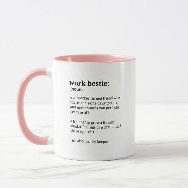 Arbeta Bestie Funny Coworking Coffee Mugg (Vänster)