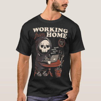 Arbeta från Home Office Grim Reaper Skull Cute Ha T Shirt