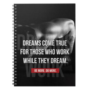 Arbeta hårt - Dreams Kom True - Gym Motivational Anteckningsbok Med Spiral