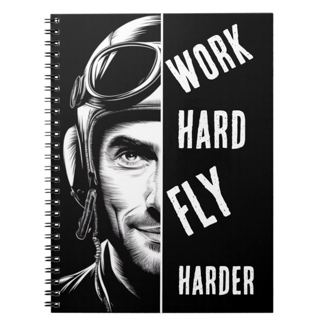 ARBETA hårt, Fly Harder, Pilot, Tecknad Anteckningsbok (Framsidan)