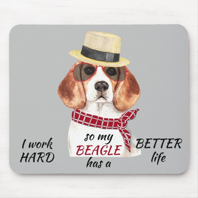 Arbeta hårt för min beagle musmatta (Framsidan)