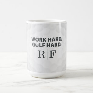 Arbeta Hårt Golf Hårt Monogram Initial Retro Stil Kaffemugg